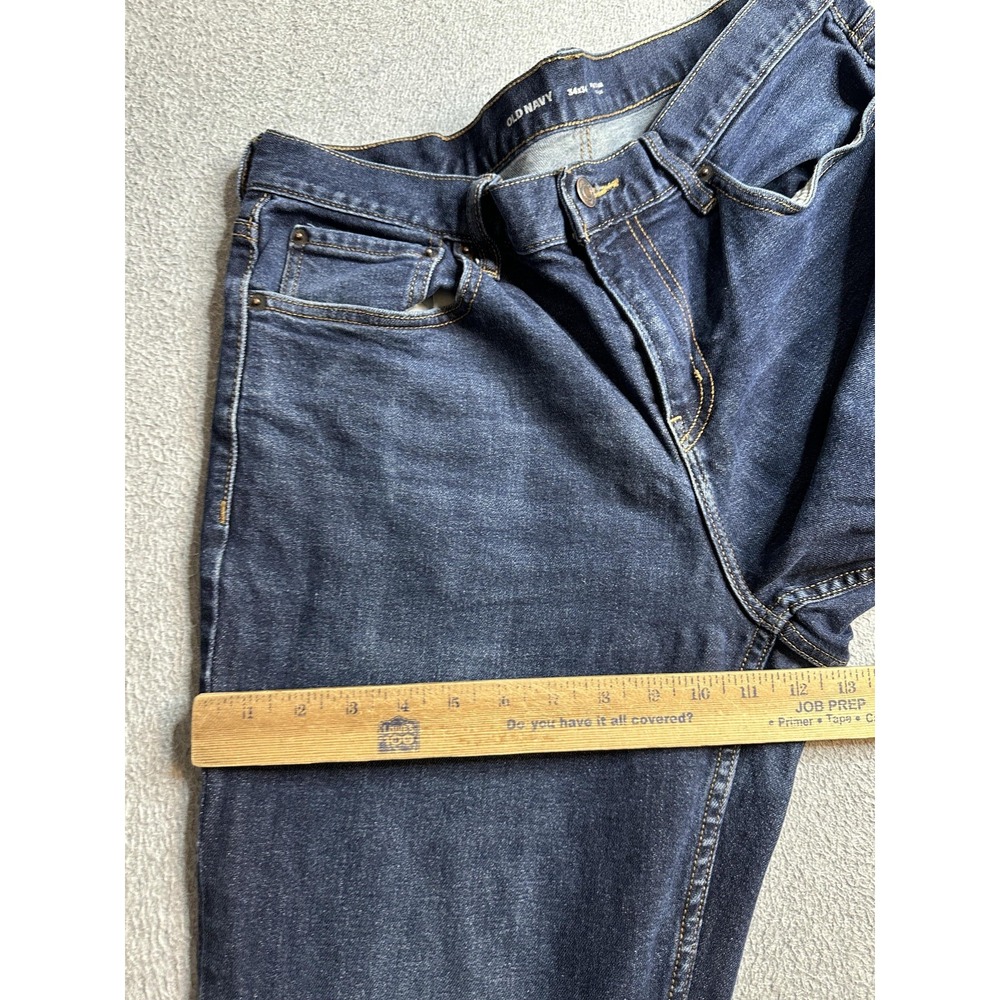 Old Navy Athletic Jeans Mens 34x34 (34x31) Dark Wash Blue Built-In Flex Denim - Picture 5 of 14